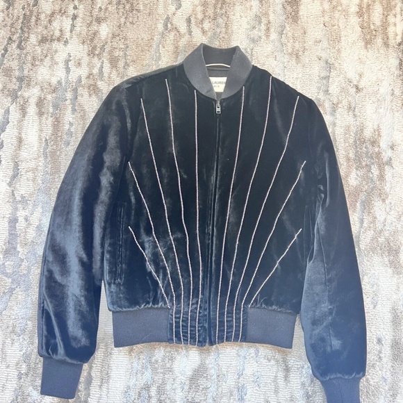 Saint Laurent Other - Saint Laurent  Velvet Jacket With Crystal Designs Black Size F44 Original $4800